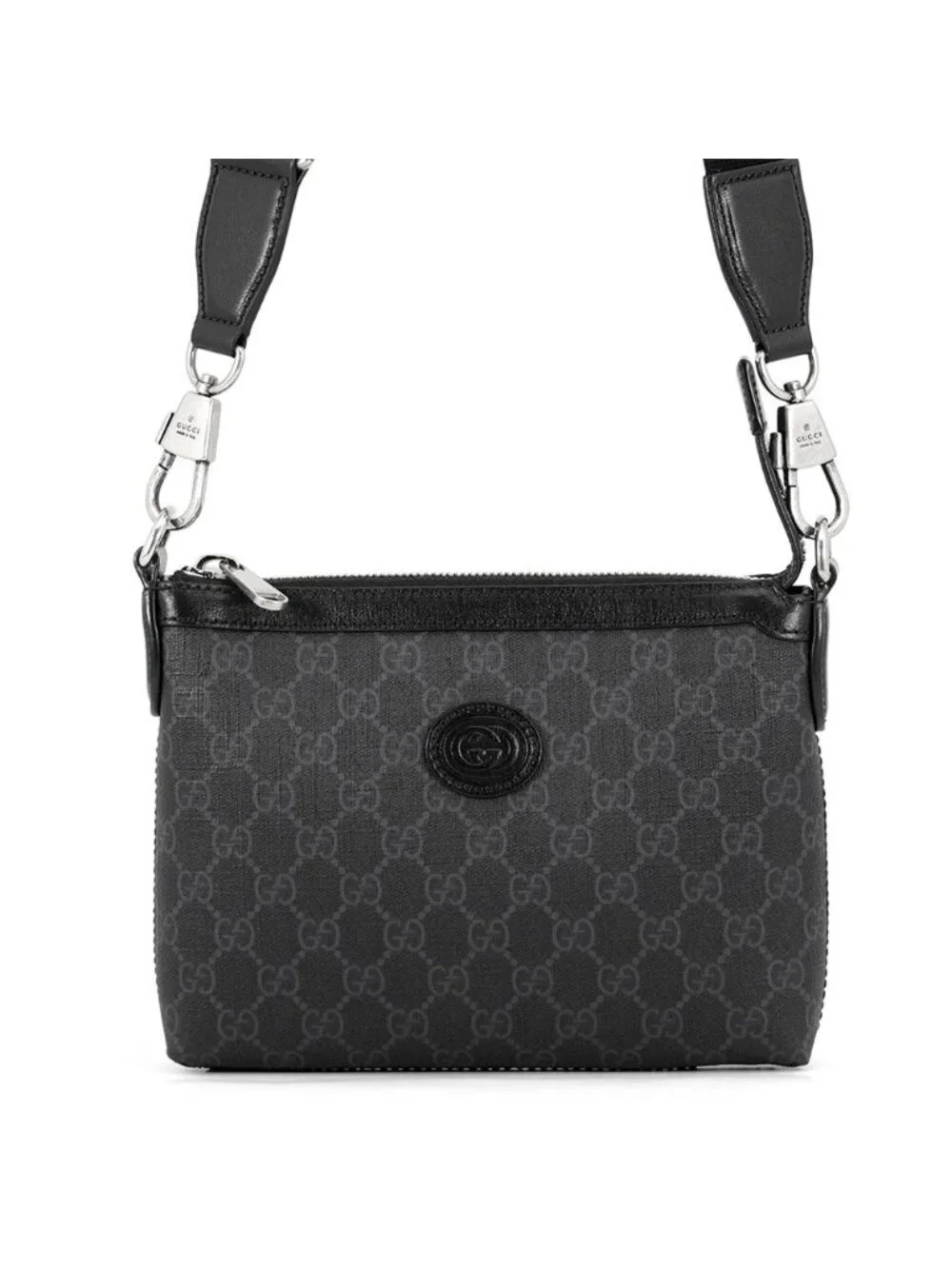 Gucci Shoulder Bag Interlocking G GG Supreme Leather Black